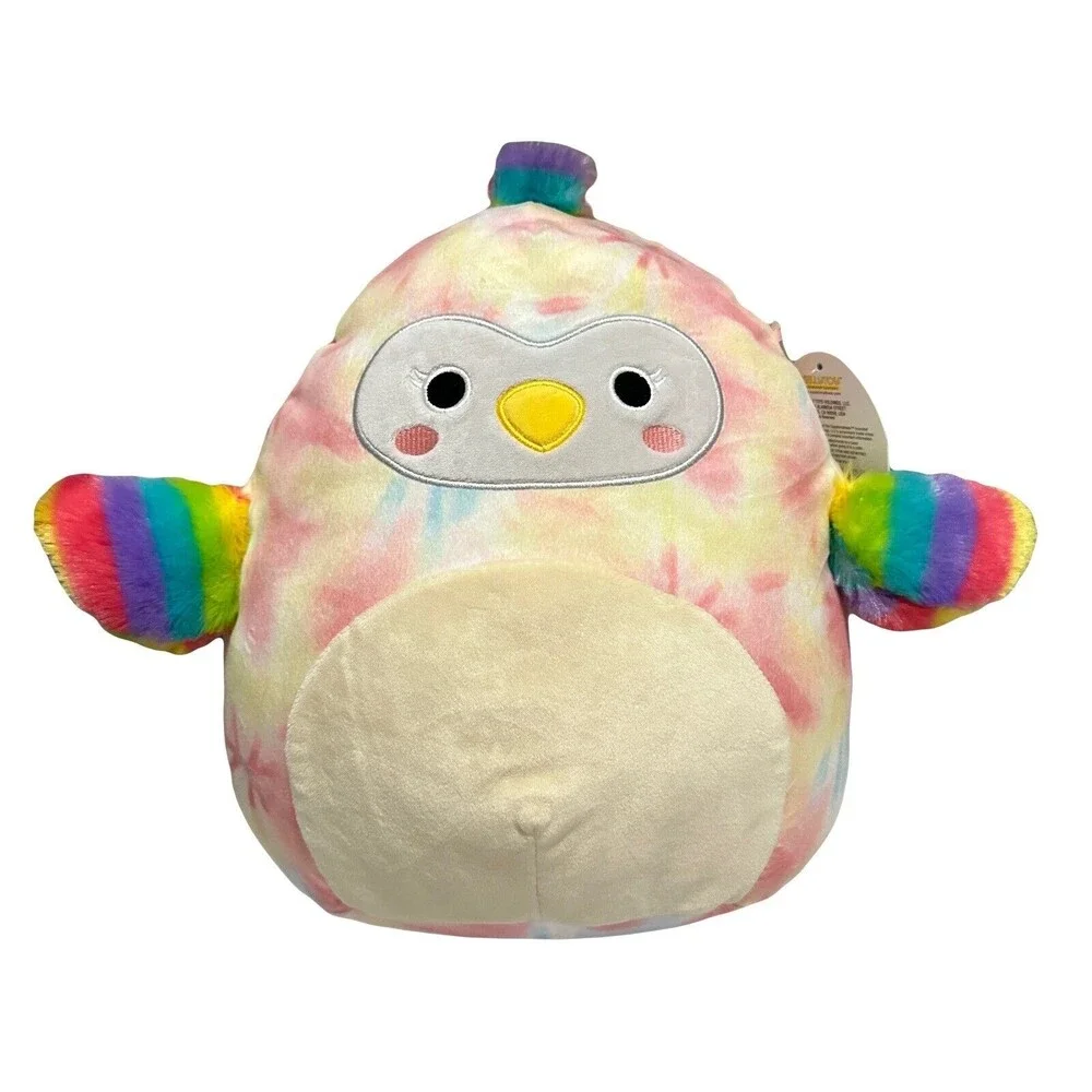 NWT Squishmallows Carmella Toucan Tie-Dye Rainbow Stuffed Animal Bird 1329